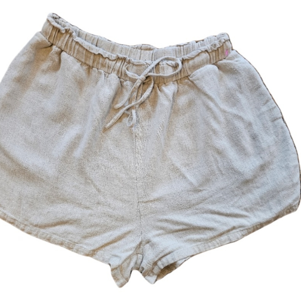 Polly Paper Bag Linen Shorts Women 12 Drawstring Waist